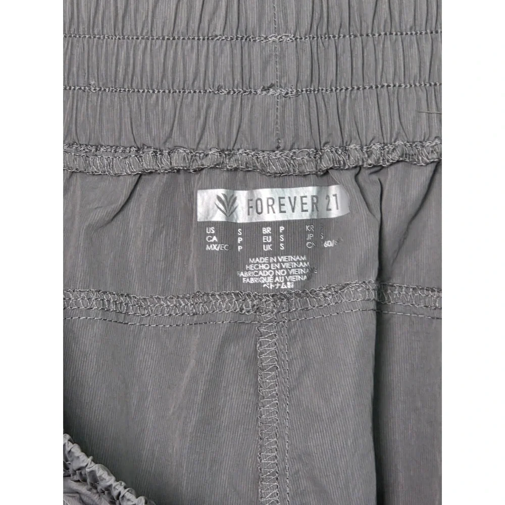 Forever 21 Grey Parachute Jogger Pants Y2K Bungee Knee Athleisure Small